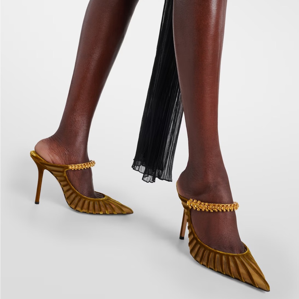🚫SOLD🚫 Jimmy Choo Bing Crystal Embellished Pointed Toe Mule Pump - EUR 37 - Picture 2 of 12